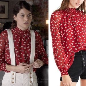 Madewell Mistlight Mockneck Top in Seattle Nouveau Red in Size XL